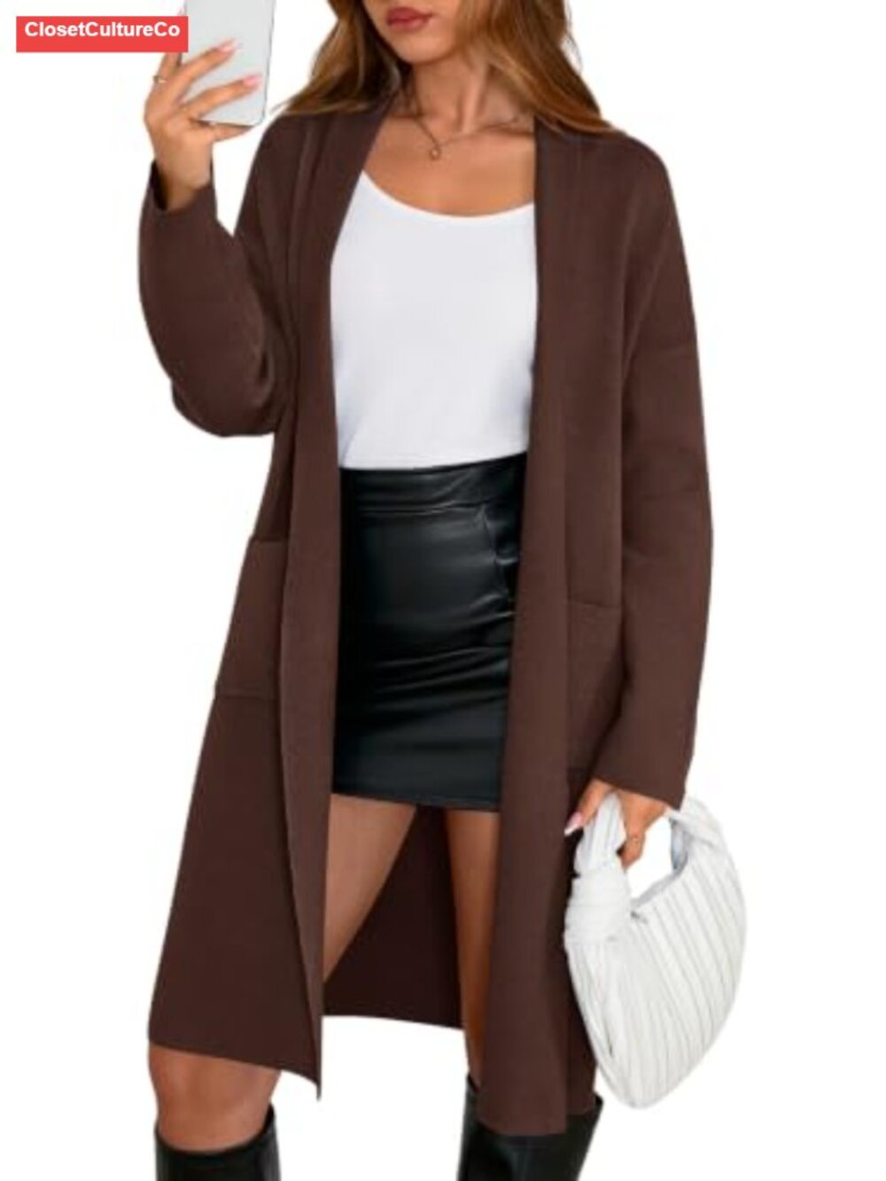 Long Sleeve Open Front Cardigan Shawl Neck Chunky Knit Sweater